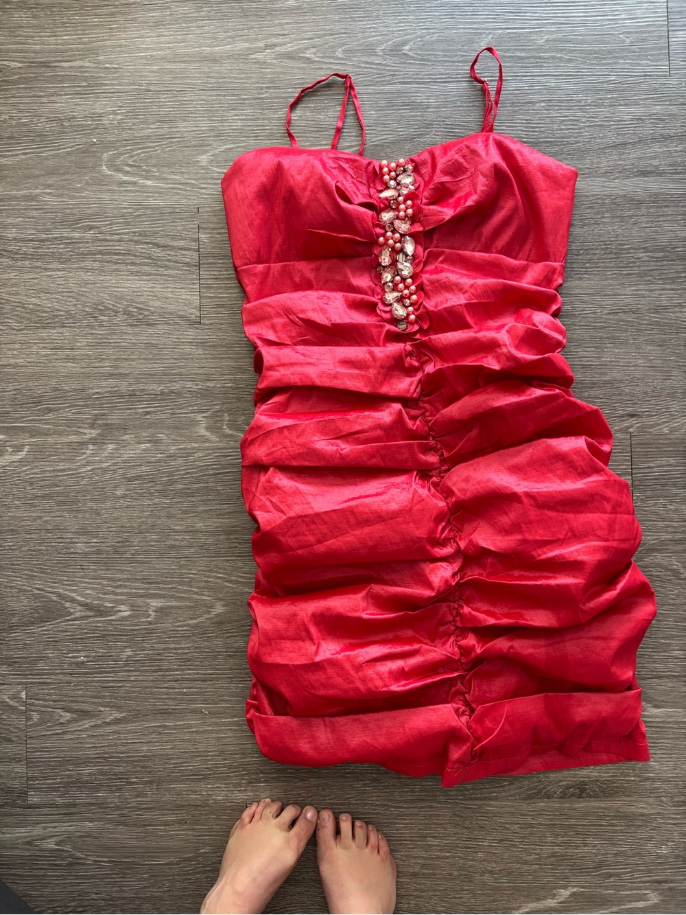 Y2K bring it back feminine: Katia Bright coral pink Strappy Dress
